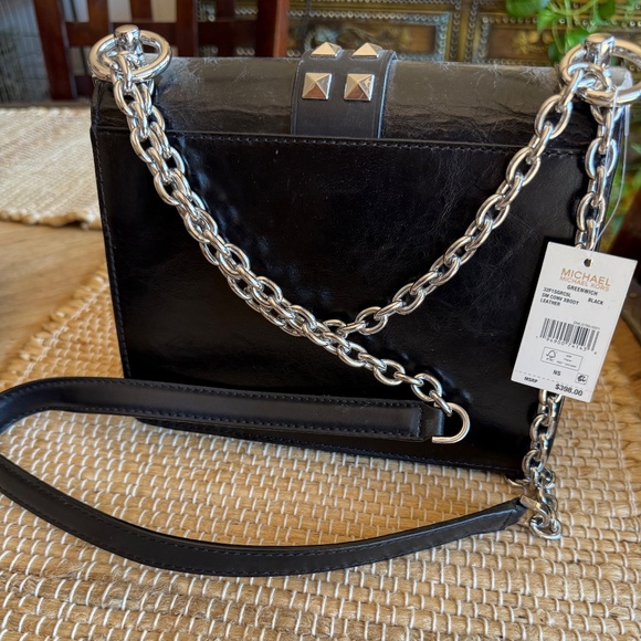 Michael Kors Greenwich Studded Leather Convertible Crossbody Bag — Black - Picture 4 of 6